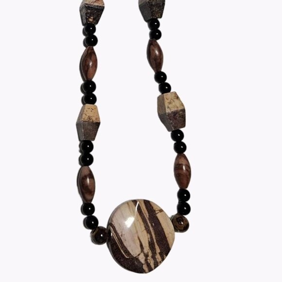 Boho Wooden Beaded Disc Pendant Statement Necklace  Fashion Jewelry Women - Picture 1 of 8